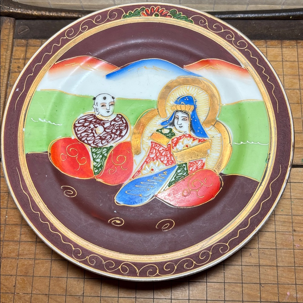 6 Japan Moriage Plates 7 5/8”D Immortals Kannan Goddess of Compassion - Picture 5 of 17